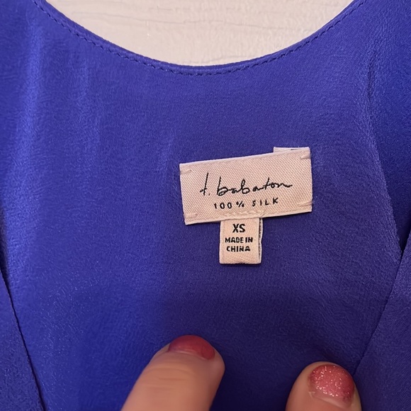 T. Babaton Blue Silk Tiered Tank top - Picture 2 of 5